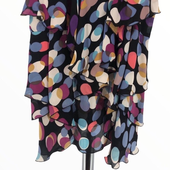 Odille for Anthropologie 100% Silk Multicolor Dot Ruffle Camisole Tank Top - Picture 4 of 7